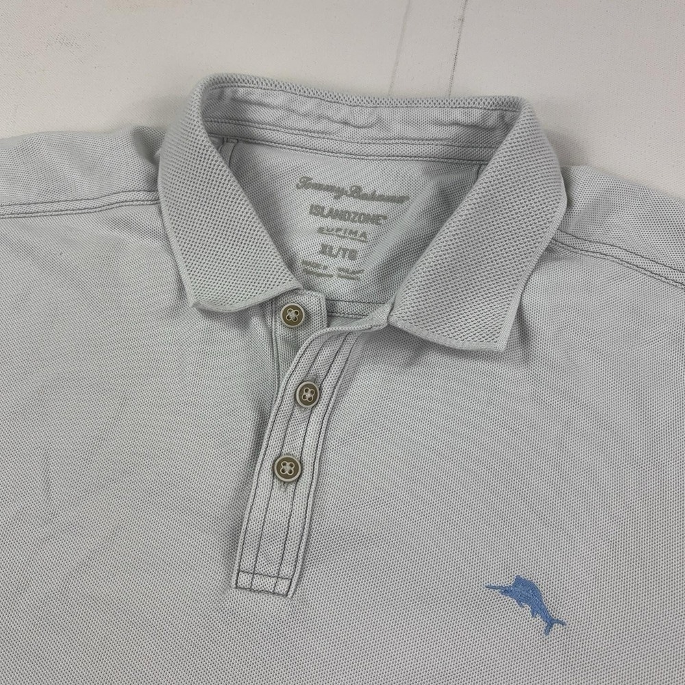 Tommy Bahama IslandZone Supima Polo Shirt Mens XL White Knit Logo Short Sleeve